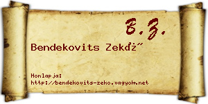 Bendekovits Zekő névjegykártya